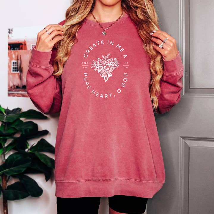 Verita Culture - Wholesale Graphic Sweatshirt - Women's - Create In Me A Pure Heart Inspirational Christian Sweatshirt5