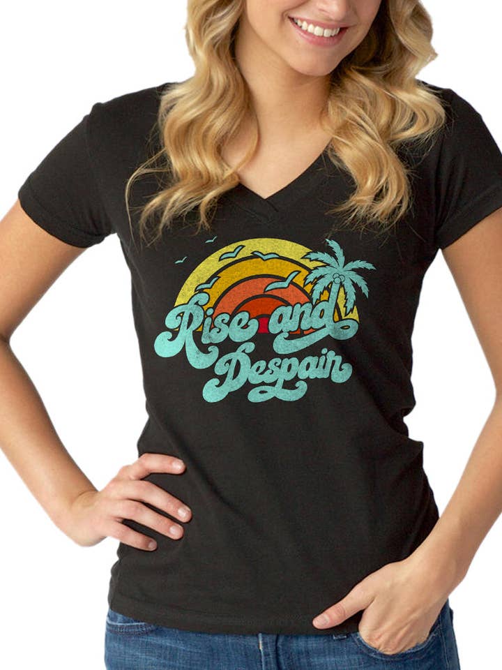Women's Rise and Despair V-Neck T-Shirt for wholesale by Boredwalk