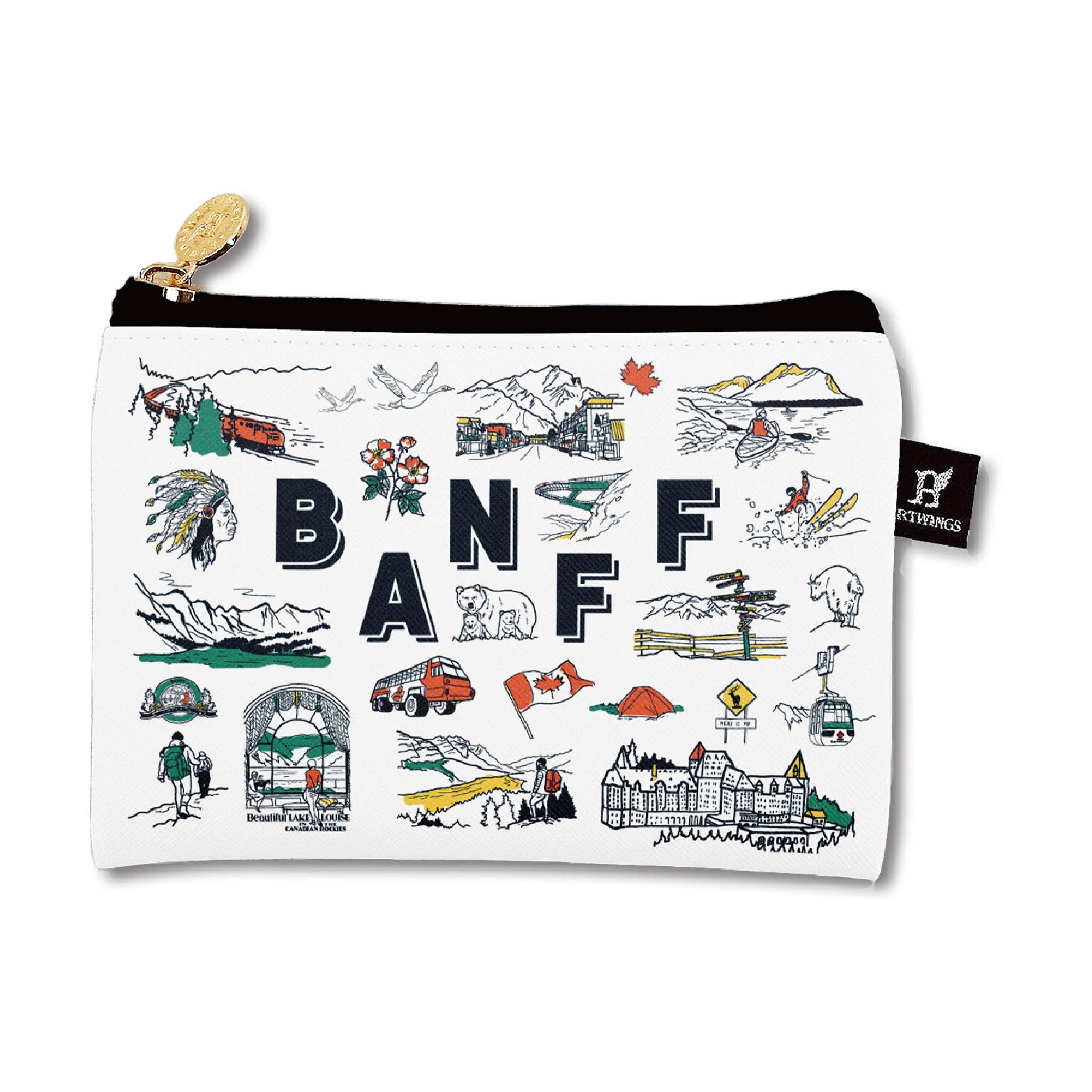 Northern Icons Canada - Wholesale Pouch - Women's - Banff Illustrated Small Zipper Pouch – Travel Cosmetic & Accessory Bag0