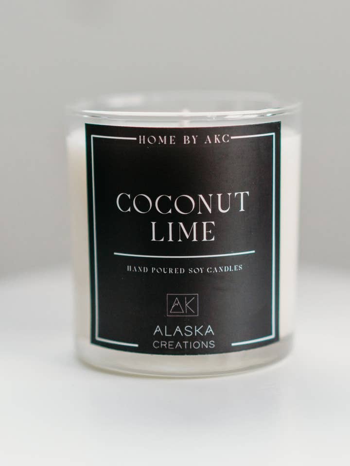 12oz Hand-Poured Coconut Lime Soy Candle for wholesale by Alaska Creations