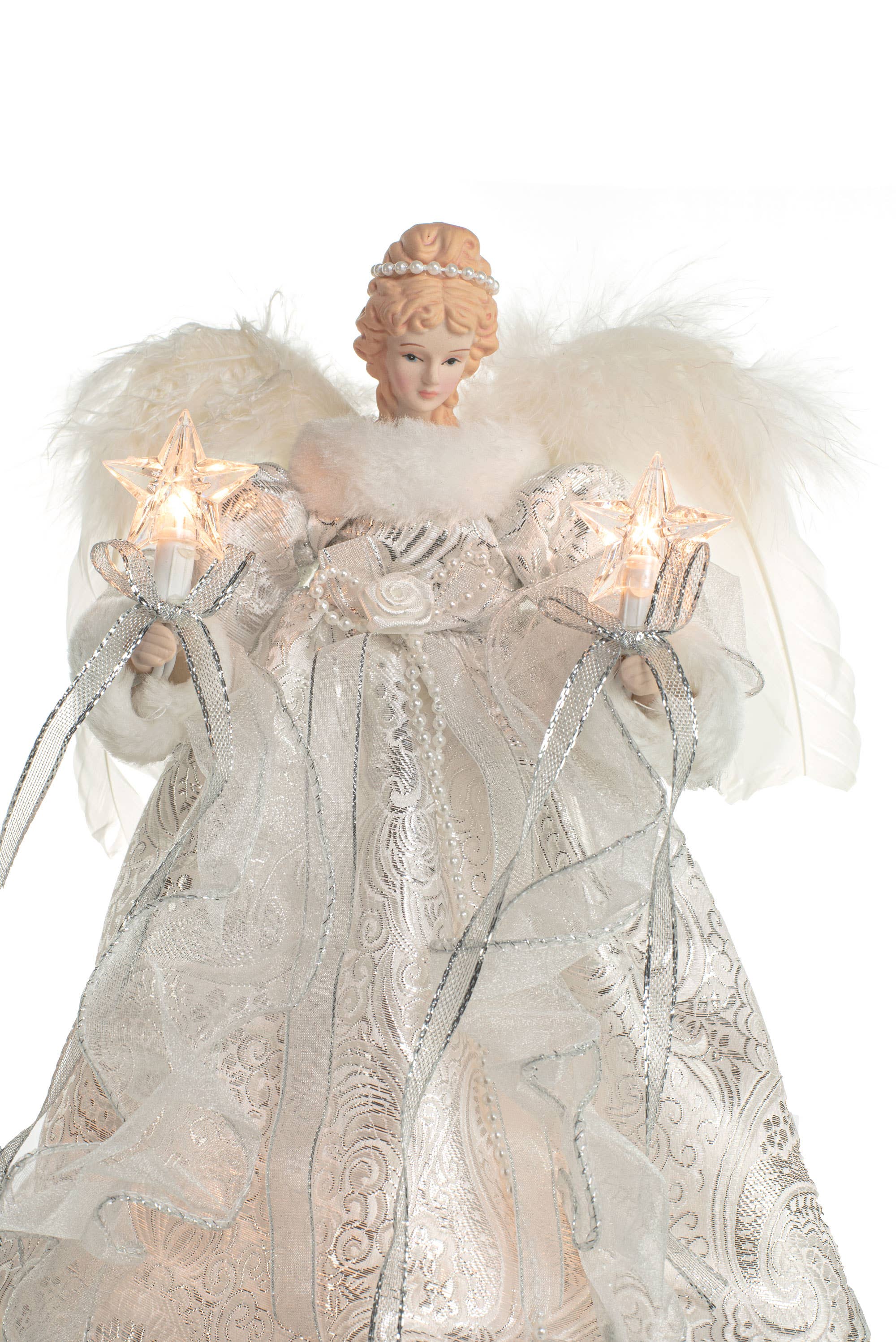 Starlight Collection - Wholesale Tree Topper - Silver/White 10-Light Vintage Angel Tree topper4