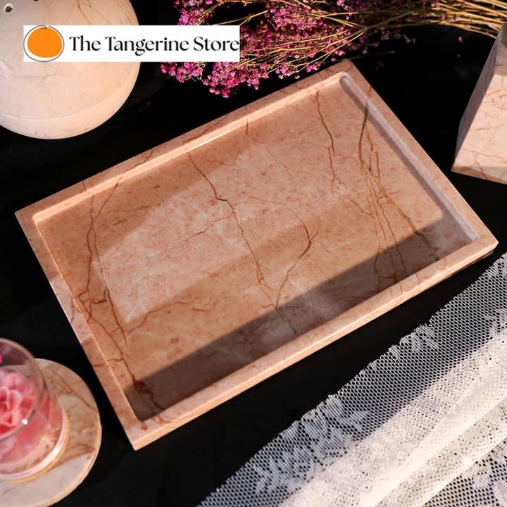 The Tangerine Store - Wholesale Decorative Tray - Natural Pink Marble Vanity Tray
