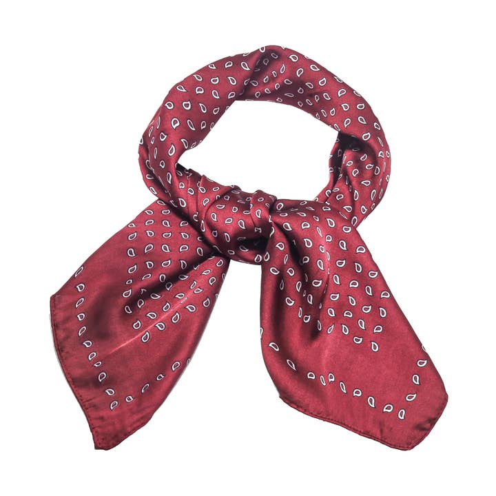 Schal Satin Burgunderrot Print Quadrat 70 x 70 cm für den Großhandel von Emilie collection