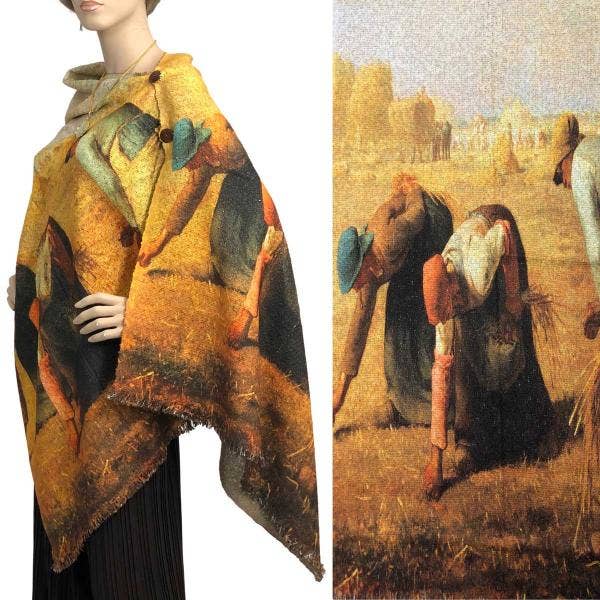 The Magic Scarf Company - Wholesale Poncho - Women's - 3235 - Nubby Art Design Button Shawls