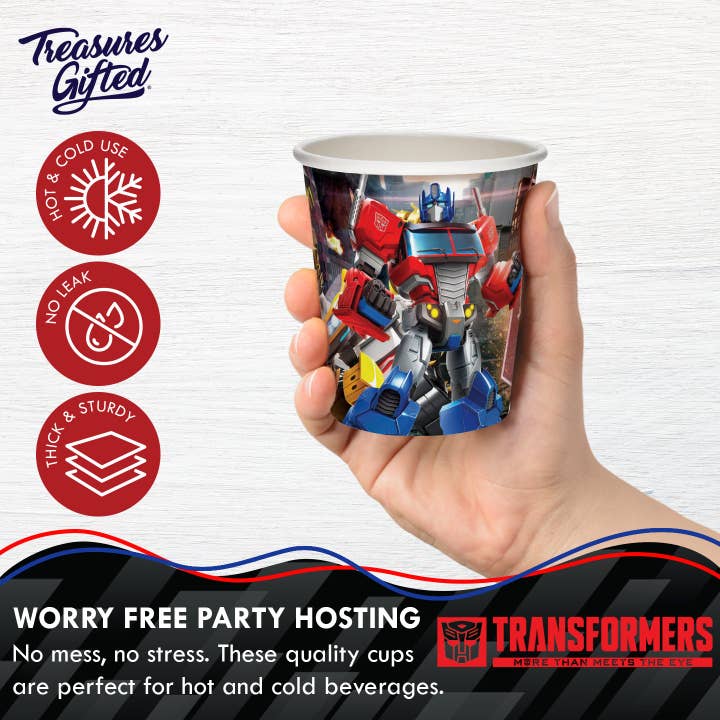 Treasures Gifted - Wholesale Disposable Cup - Transformers Autobot Cups - 8pk - Party Supplies
