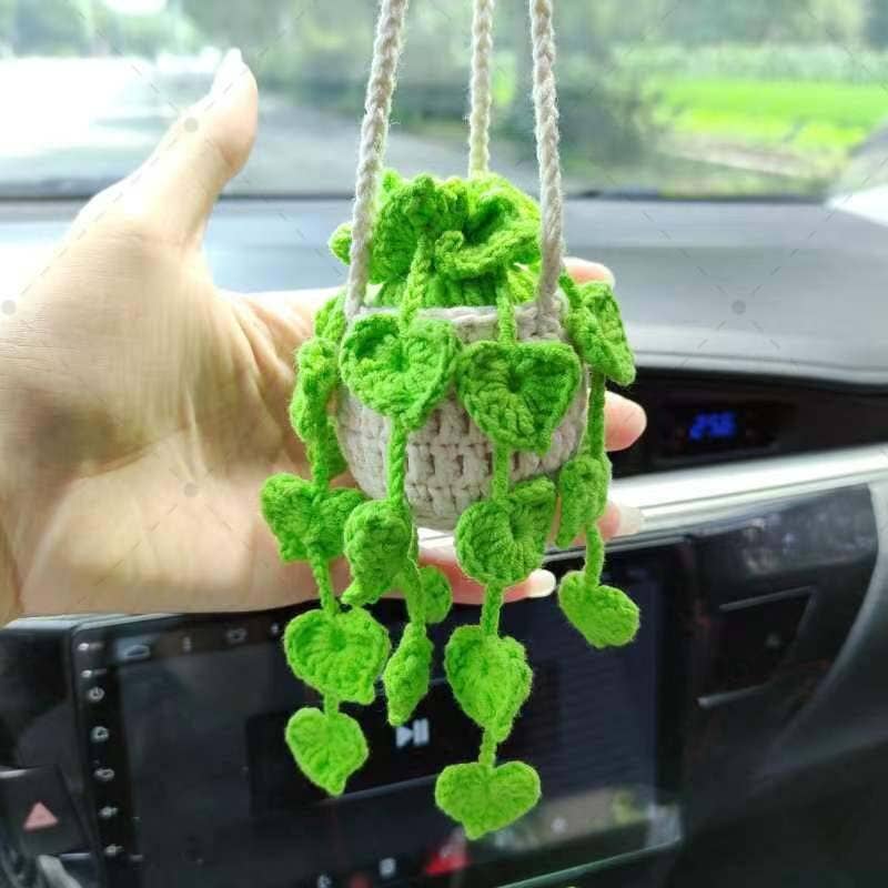 Anh2 LTD - Vente Breloque décorative pour voiture – unisexe - Plantes Monstera au crochet, breloques de voiture, plante suspendue au crochet1