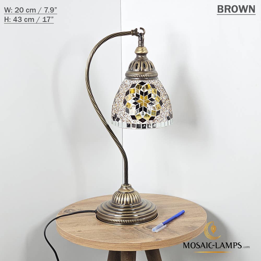 Mosaic Lamps - Wholesale Accent/Desk Lamp - 10+ Colors - Swan Neck Reading Table Lamp, Turkish Mosaic Re3