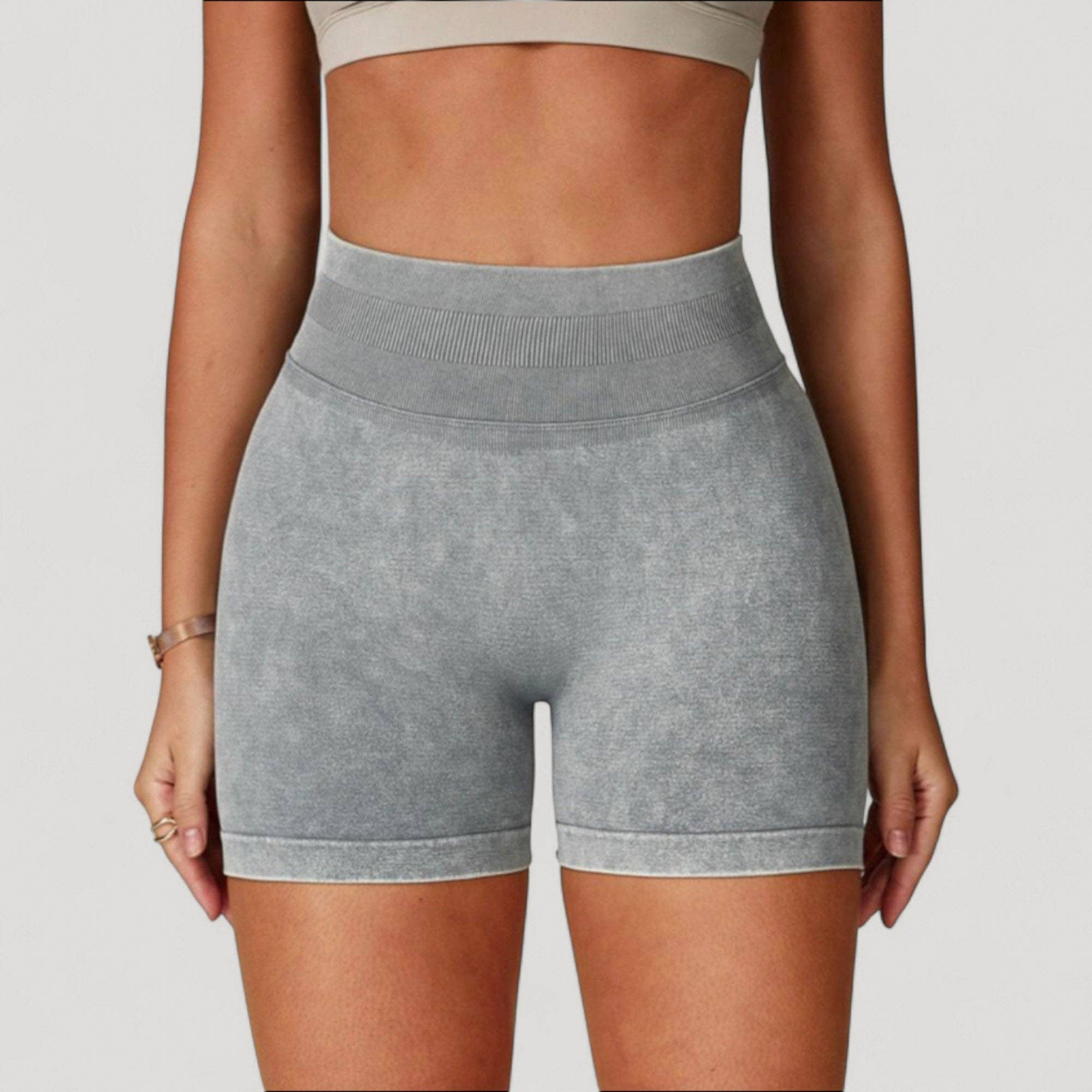 Active by Anna-Kaci - Vente Short de sport – femme - Shorts de cyclisme sans couture à taille haute côtelée pour femmes avec élasticité3
