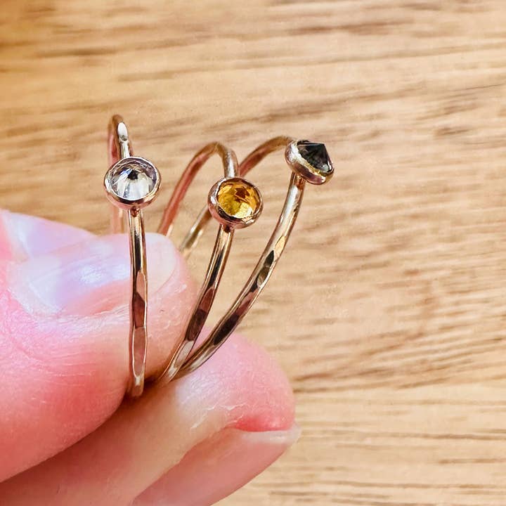 Notions of Lovely - Wholesale Multi-Stone Ring - Skinny Mini Jeweled Stacker Rings - 14k Gold Fill2