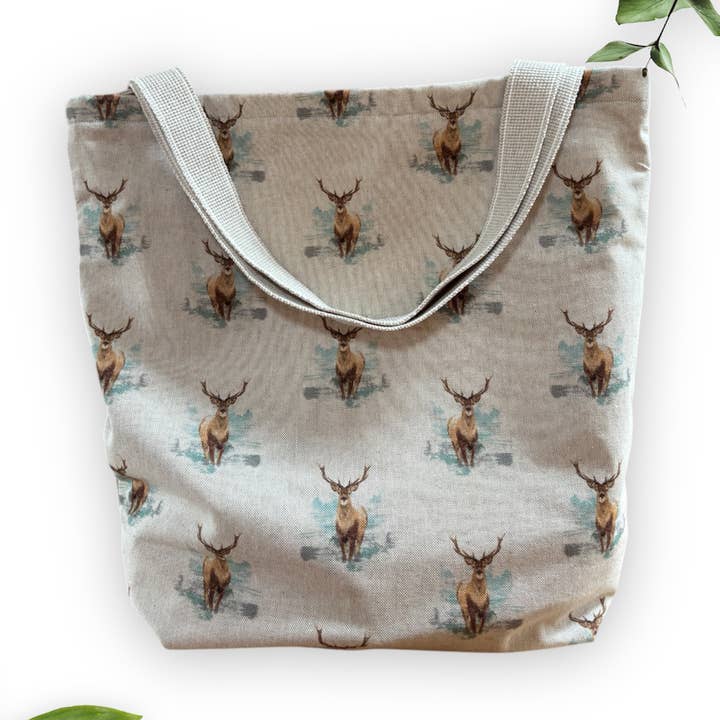Natural Stag Tote Bag – Handmade Shopping & Book Tote for wholesale by everydaybags.gifts
