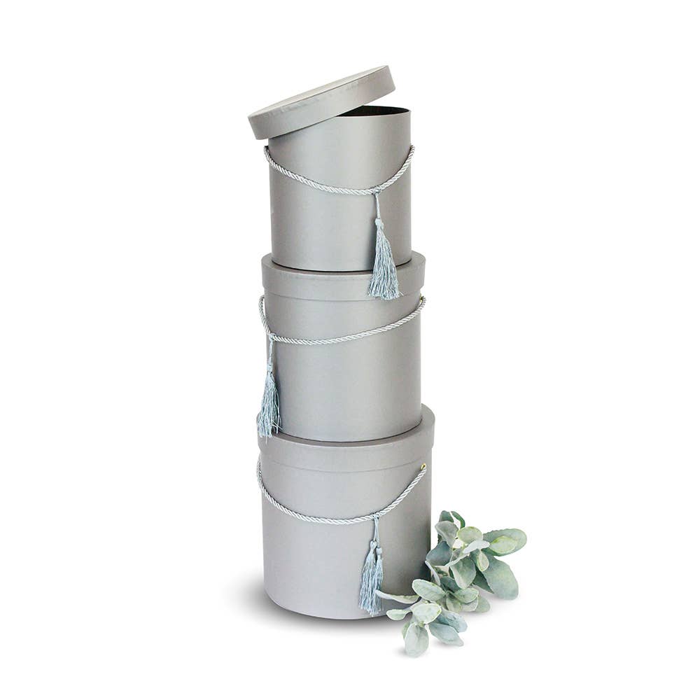 UNIKPACKAGING – wholesale Gift box – Set of 3 Round Flower/Gift Boxes with Tassel Detail25