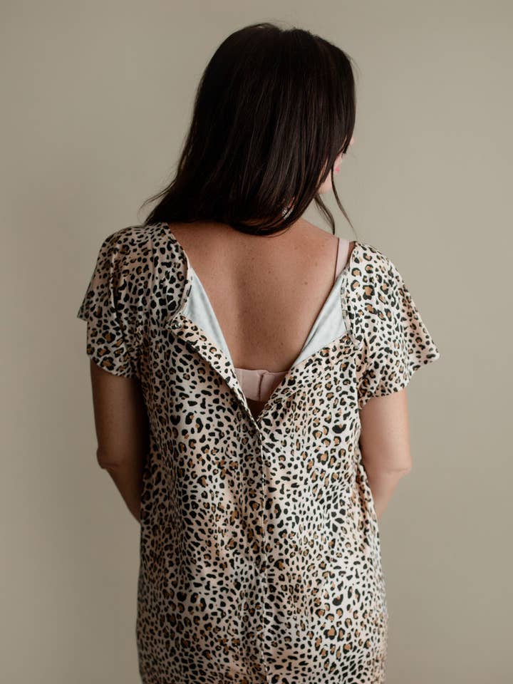 Three Little Tots - Wholesale Dress – Maternity - Leopard Maternity Mommy Labor and Delivery/ Nursing Gown2
