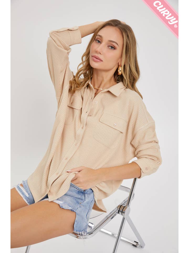 Sweet Lovely by Jen - Wholesale Button Down Shirt - Women's - PLUS SIZE BUTTON DOWN OVERSIZED SHIRTS29