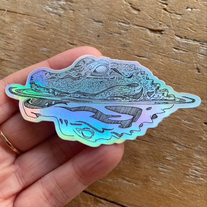 Alice LeFae - Vente Autocollant - autocollant holographique en vinyle crocodile alligator1