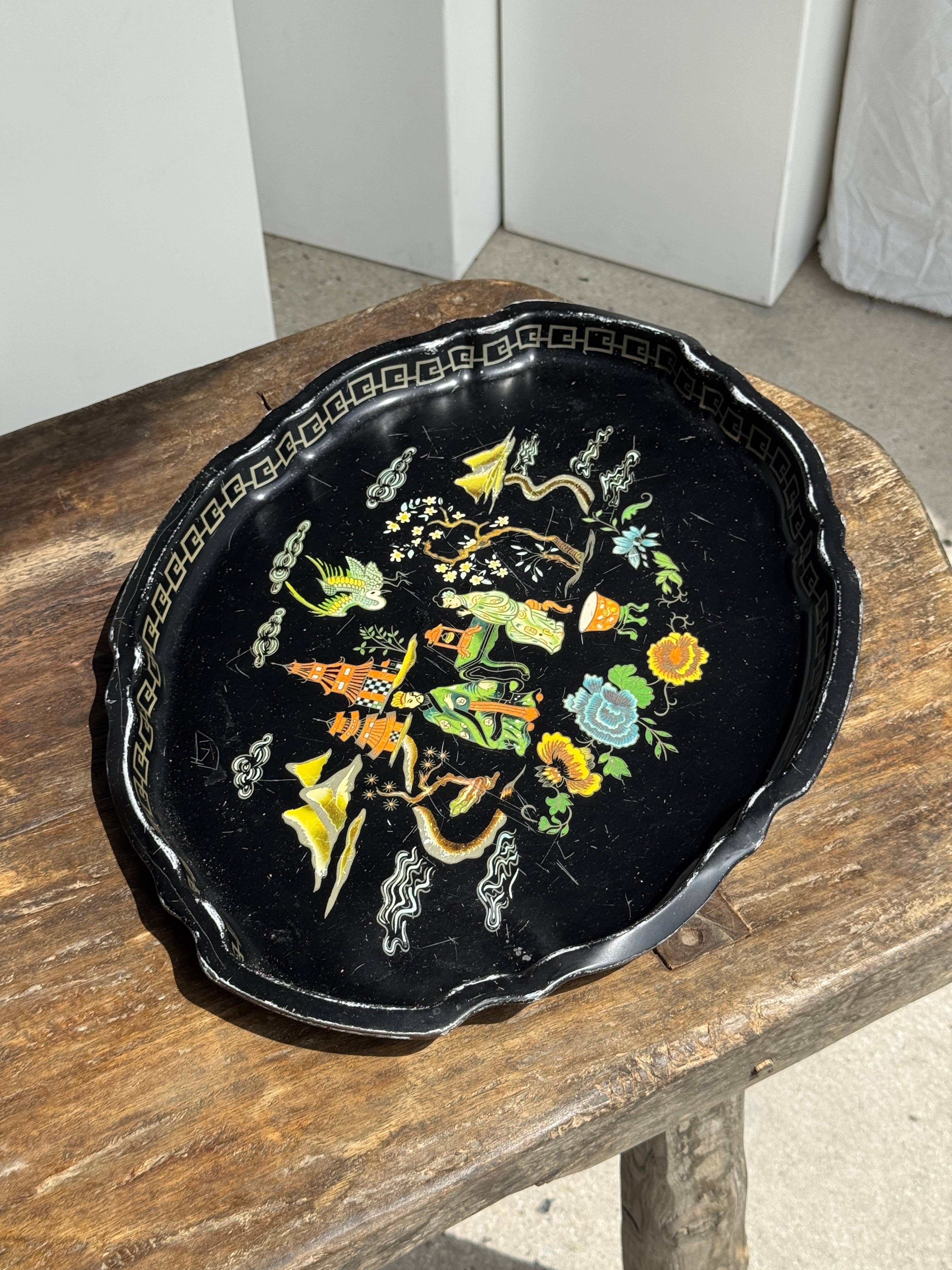 Office Objets - Wholesale Decorative Tray - Vintage black tray Asian theme L447