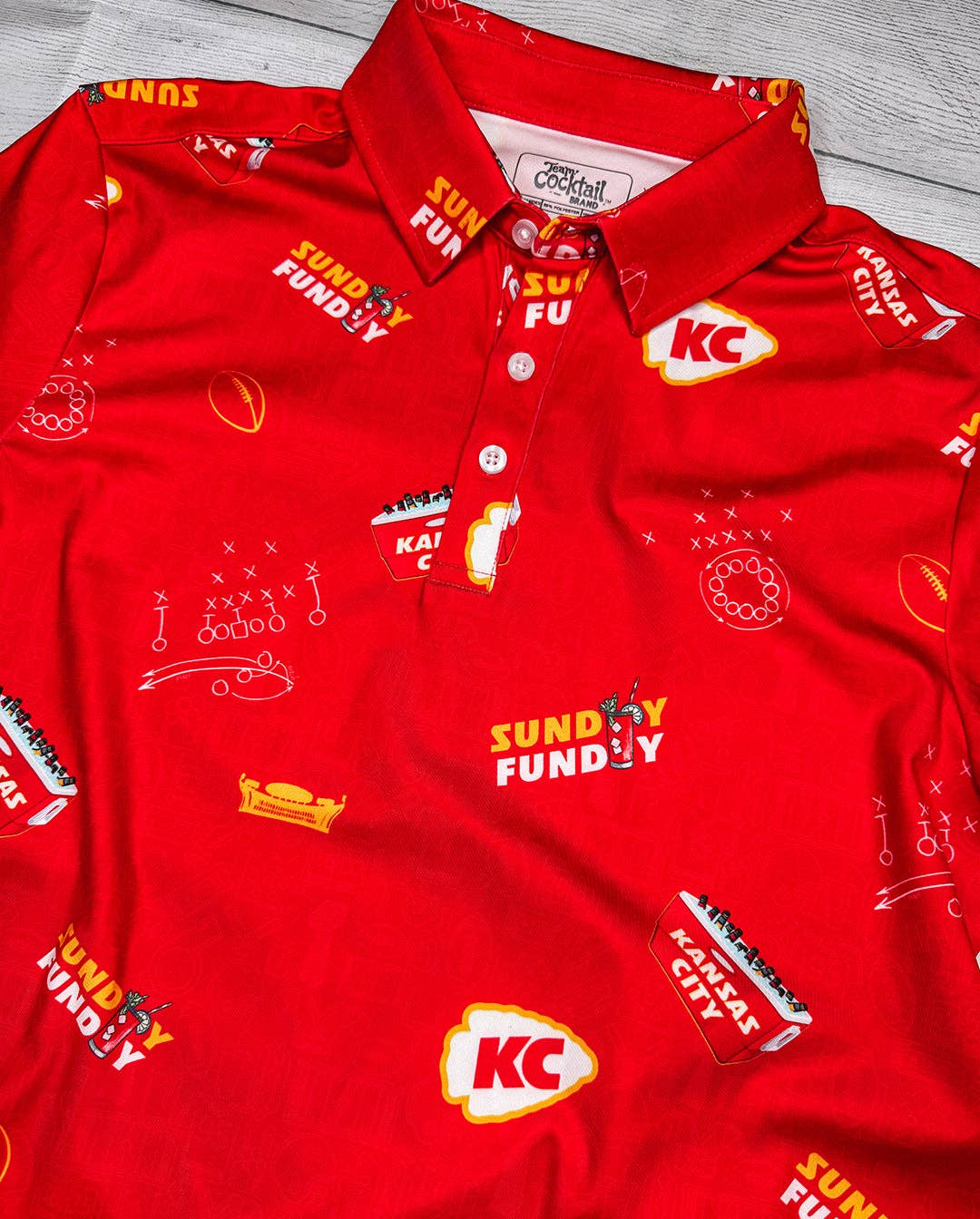 Team Cocktail - Wholesale Polo - Men's - Kansas City Tailgaters 'Sunday Funday' Mens Polo2