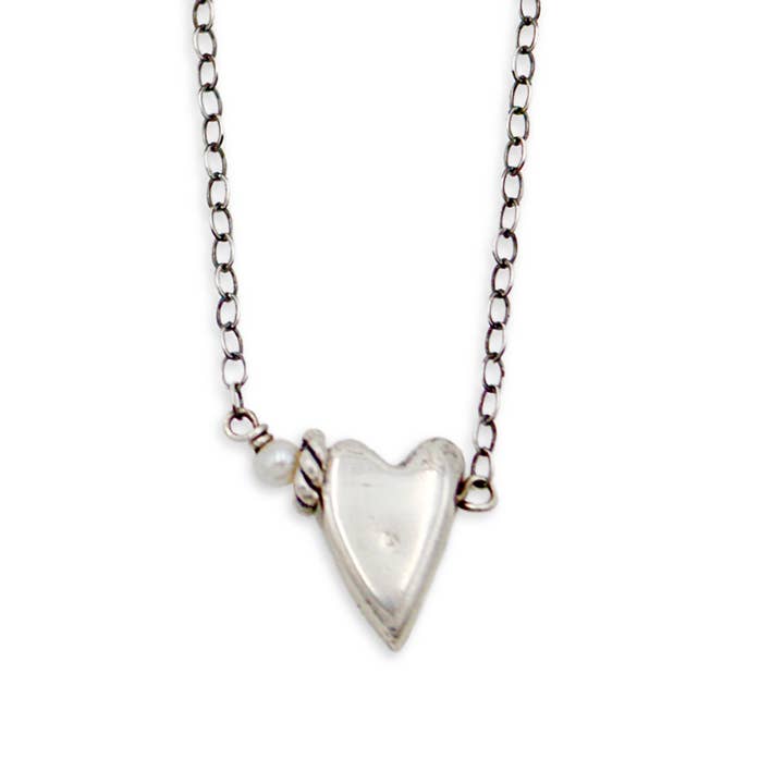 Puffy Heart with pearl accent for wholesale by Fierce and Free Jewelry