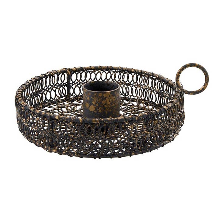 Woven Iron Taper Candle Holder for wholesale by Angle