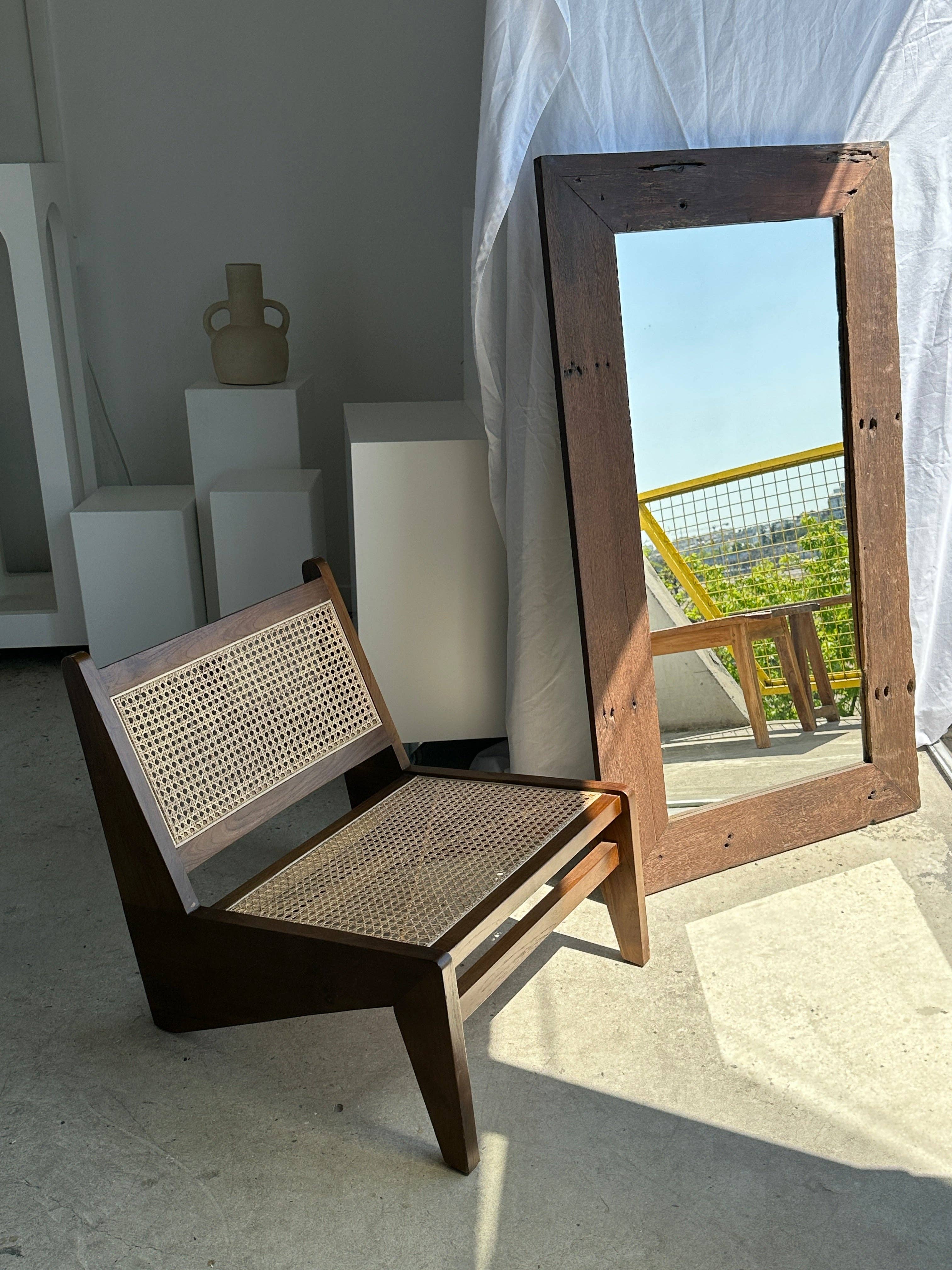 Office Objets - Wholesale Wall Mirror - Mirror with exotic brutalist old iron wood frame H:139cm52