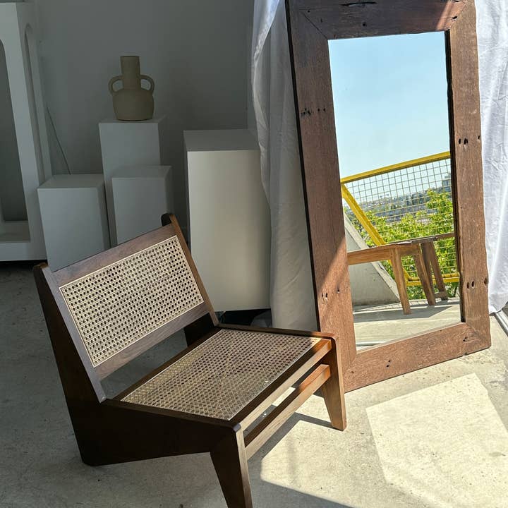 Office Objets - Wholesale Wall Mirror - Mirror with exotic brutalist old iron wood frame H:139cm52