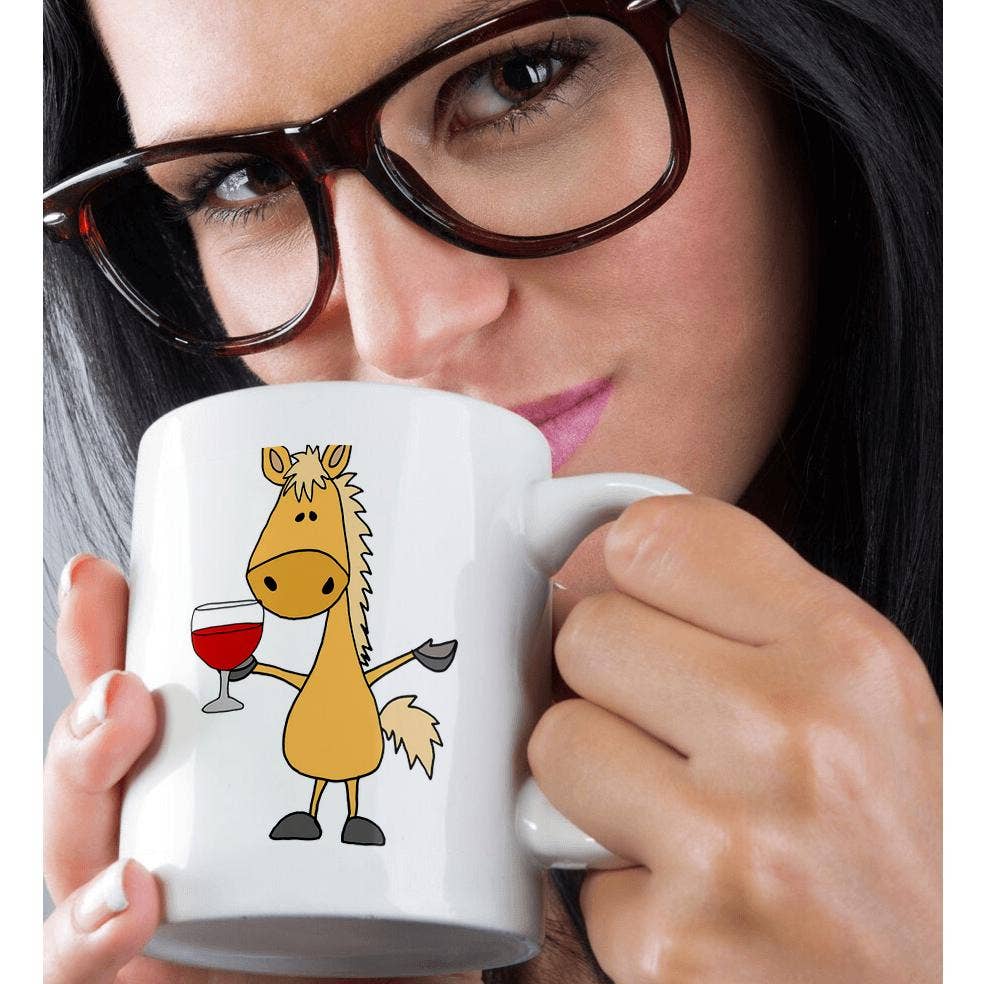 3dRose - Wholesale Coffee Mug - 3dRose, Cool fun Palomino Horse Drinking Red Wine Art, Mug9