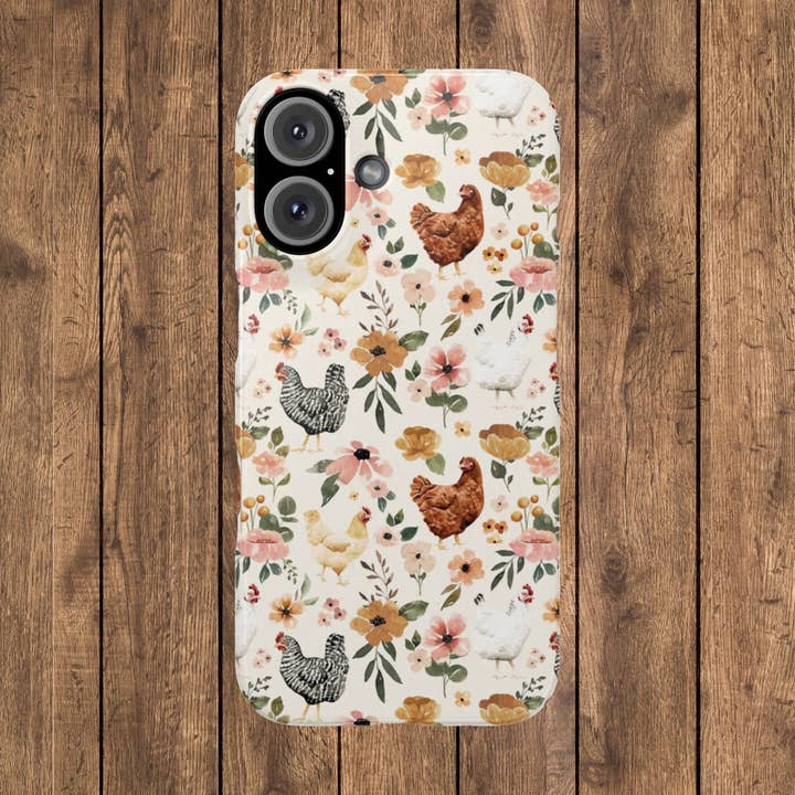 Charming Floral Chicken Slim iPhone Case for wholesale by Grassy Creek Designs