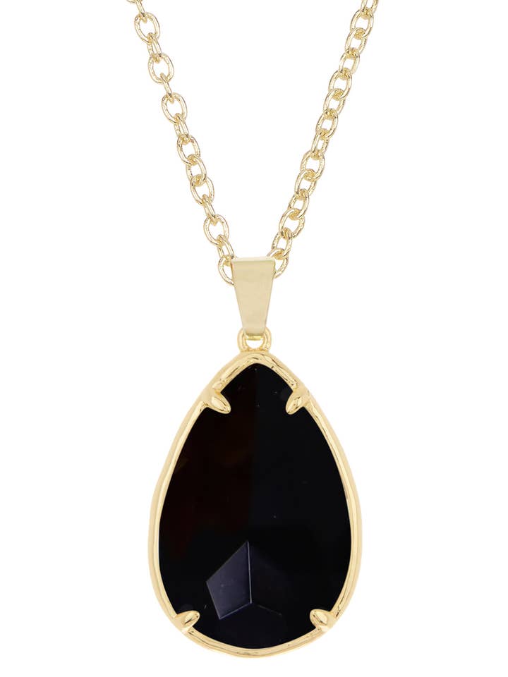 Halskette mit Anhänger aus schwarzem Onyx im Birnenschliff für den Großhandel von Zoey Simmons
