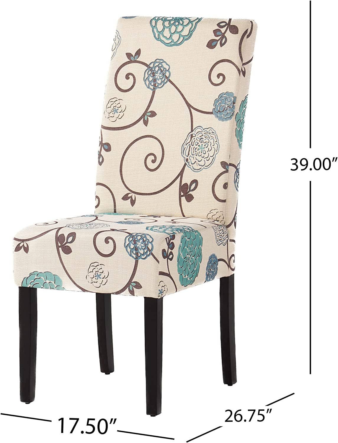 Set of 2 Pertica Fabric Dining Chairs, White and Blue Floral for wholesale on Faire2