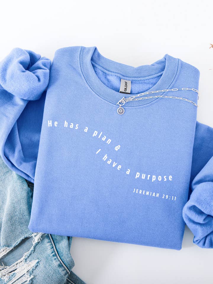 He Has a Plan Crewneck for wholesale by Poppy & Aster