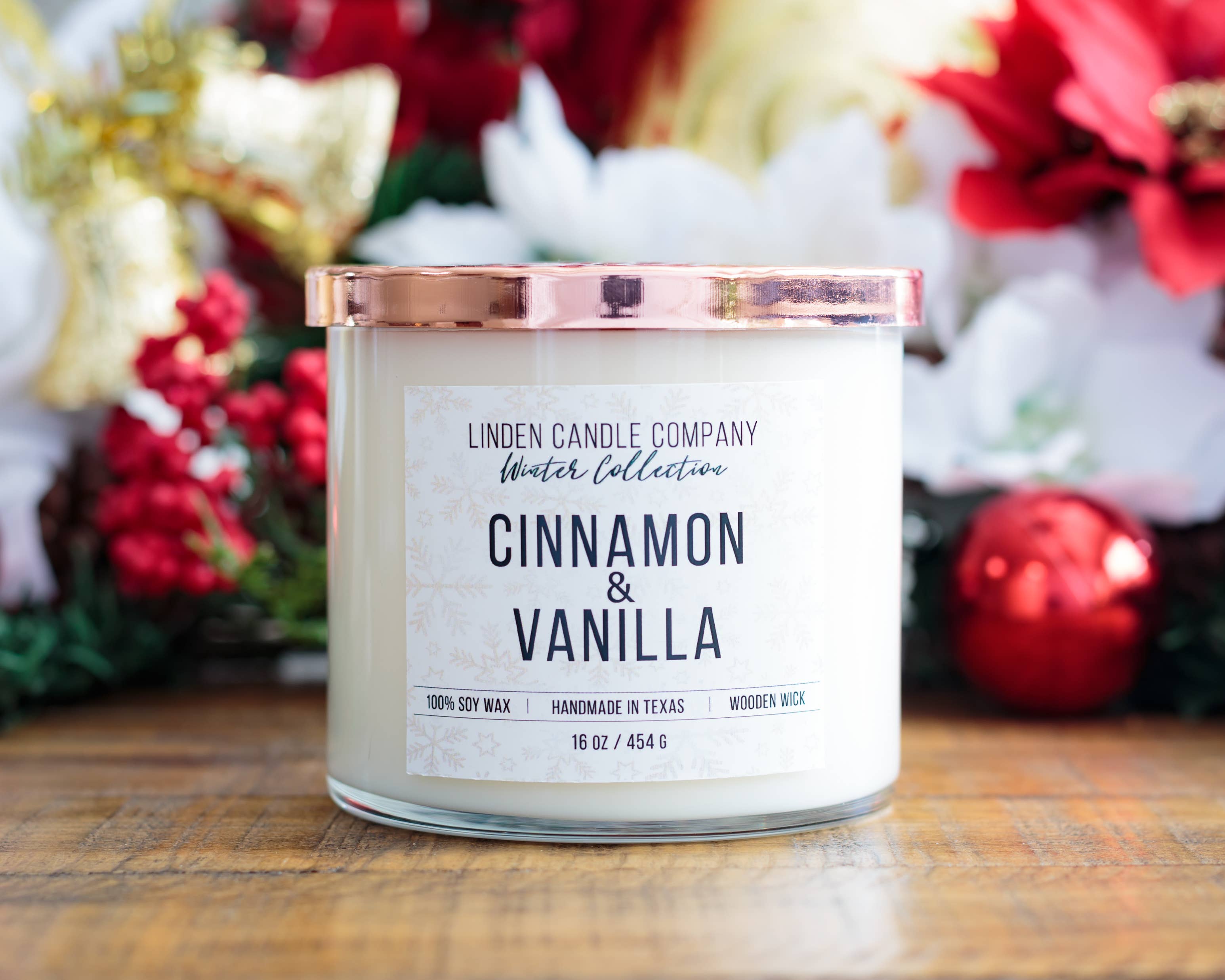 Linden Candle Company - Wholesale Jar/Filled Candle - Cinnamon & Vanilla 16oz Seasonal Candle
