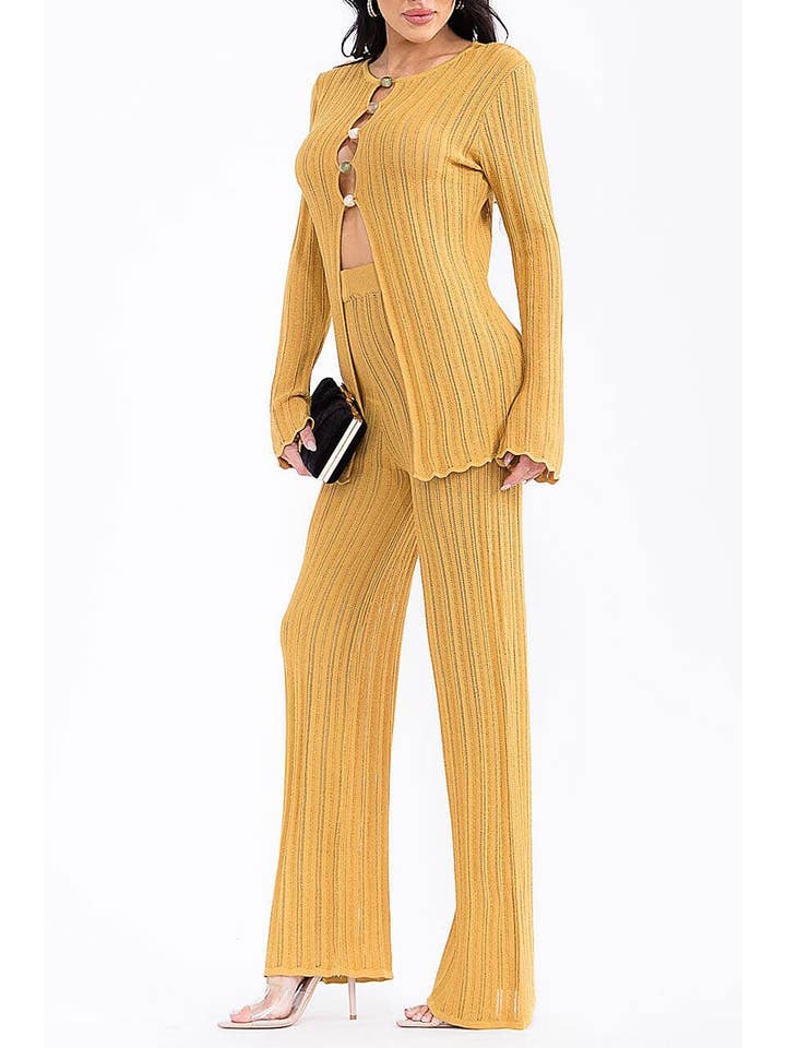 ROUSSEAU - Wholesale Top & pants set (NOT Loungewear) – Women's - LONG SLEEVE TOP & WIDE LEG PANTS KNITTED 2PC. SET6