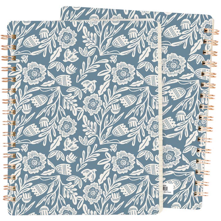 Blue Folk Florals Spiral Notebook for wholesale by Primitives by Kathy