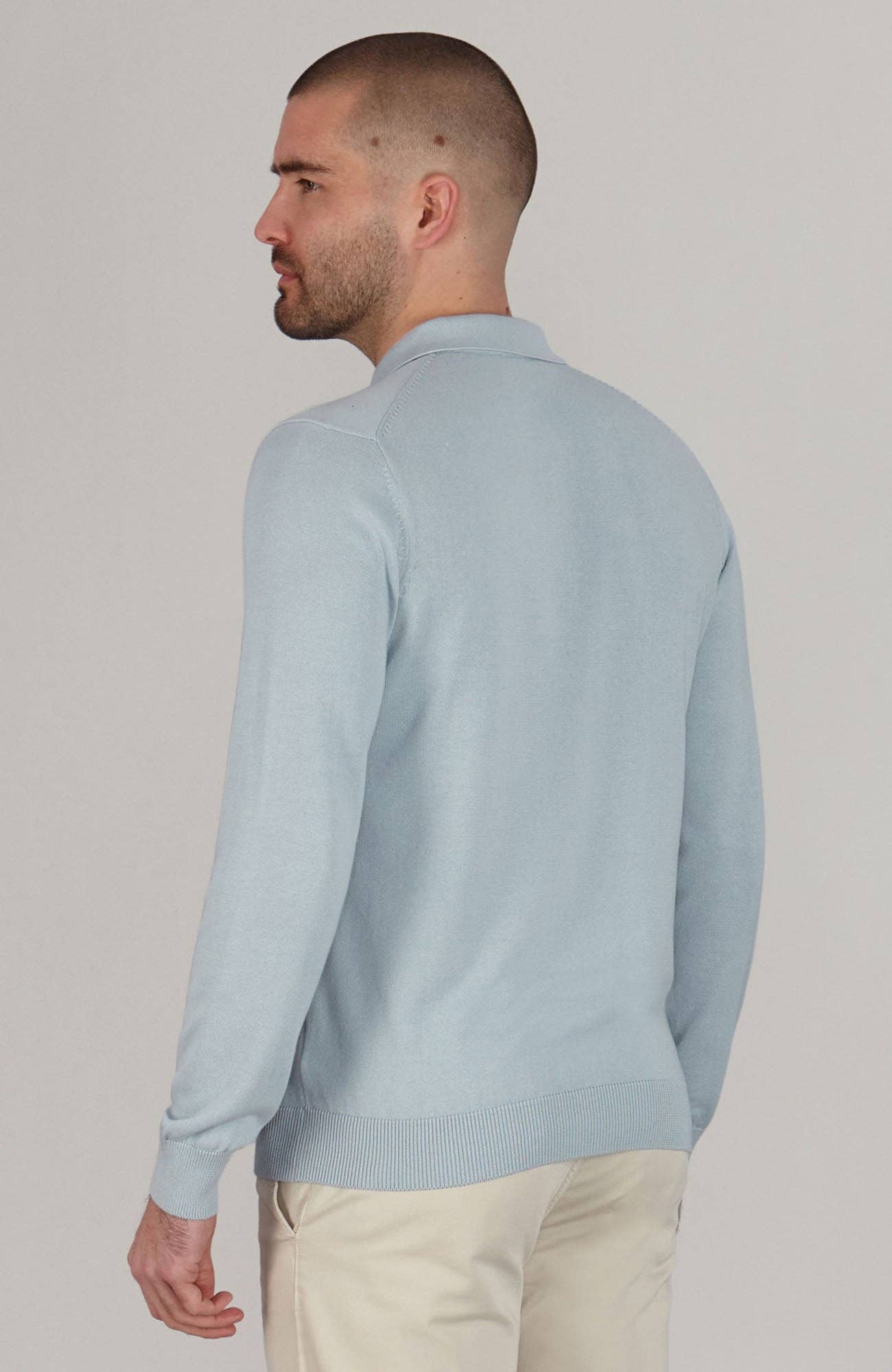 Paul James Knitwear – wholesale Polo – Men’s – Mens Lightweight Cotton Long Sleeve Knitted Polo Shirt16