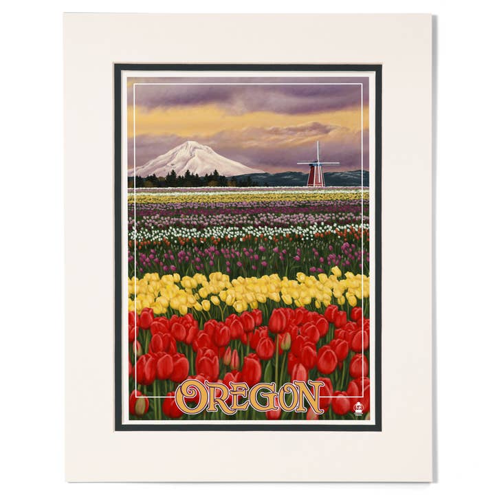MATTED PRINTS Oregon Tulip Farm for wholesale by Lantern Press