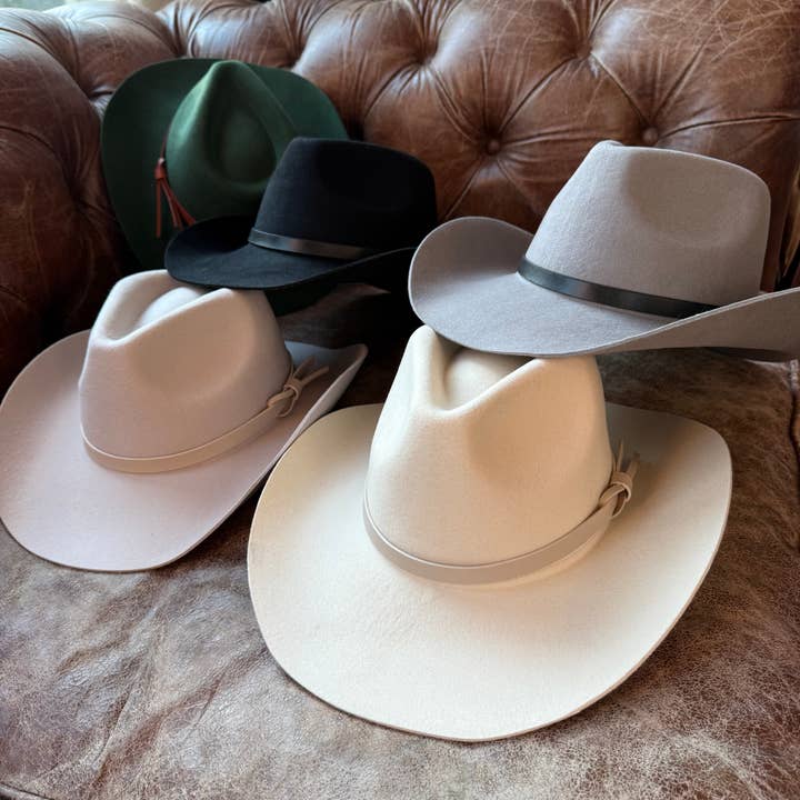 Premium Australian Wool Cowboy Hat with Leather Band  for wholesale by Queens INC
