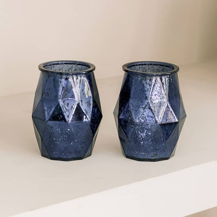Weddingstar Inc. - Wholesale Candle Holder - Large Mercury Glass Votive Candle Holders- Navy Blue (2)1
