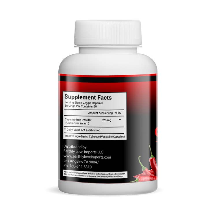 Earthly Love Imports - Wholesale Oral Supplement/Vitamin - Cayenne Fruit Capsules