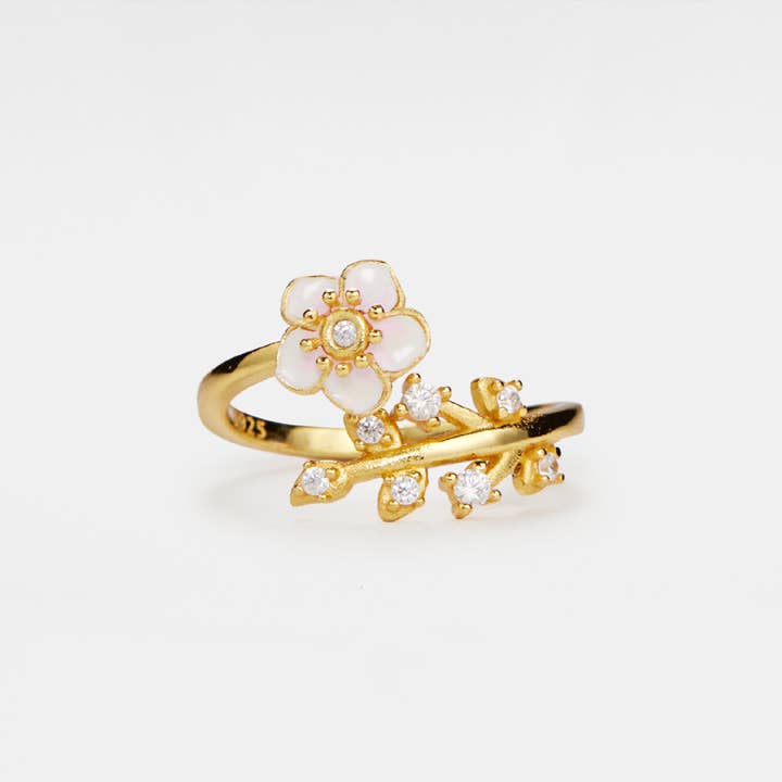 Anello Cherry Blossom Leaf Fidget Spinner in argento Sterling per la vendita all'ingrosso da parte di Perimade & Co. LLC