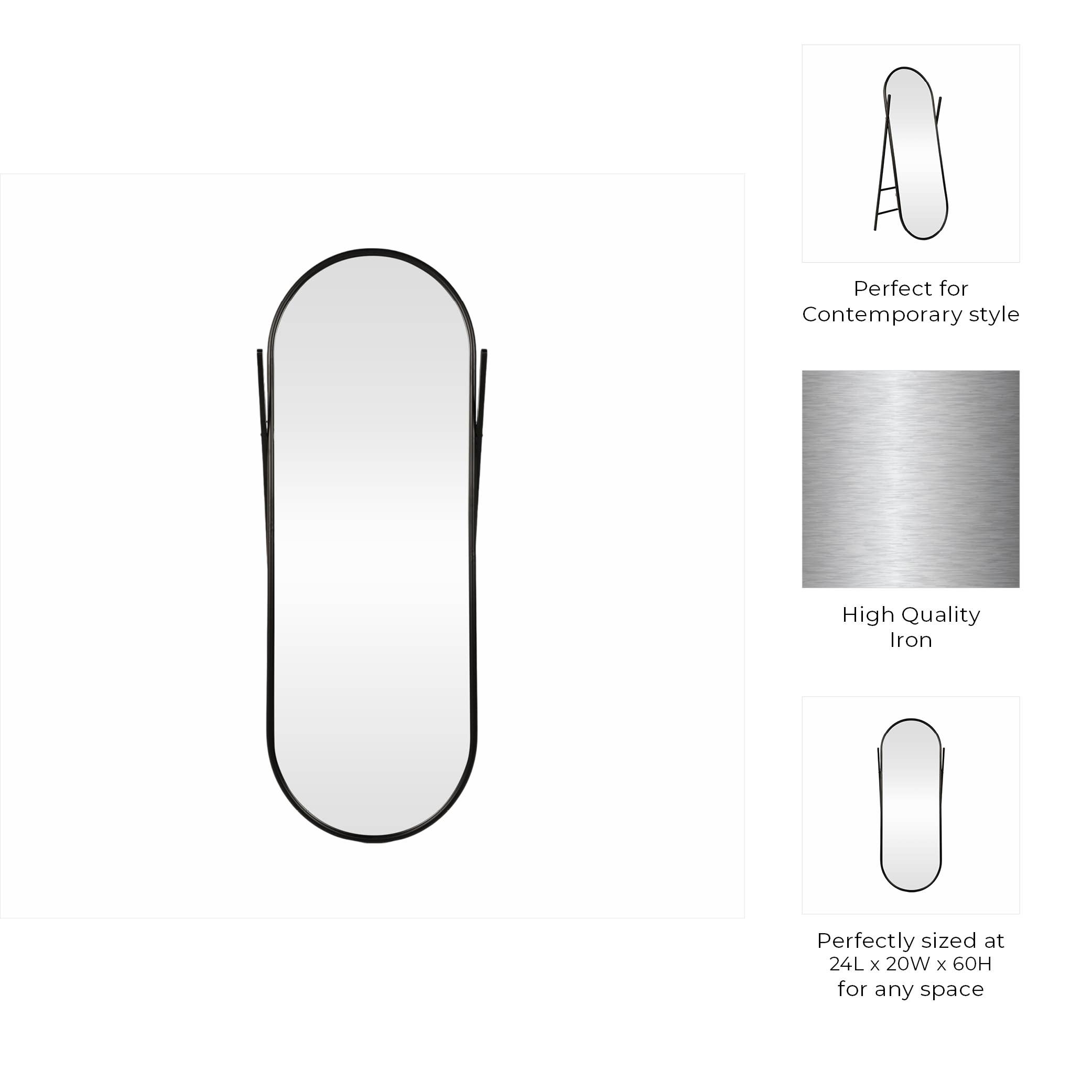 Sagebrook Home – wholesale Golvspegel – Golvspegel - Svart metall rundad båge hel längd, 60 tum.1