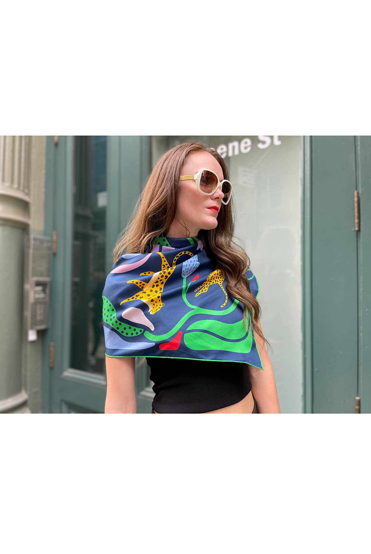 Jessie Zhao New York - Wholesale Scarf - Women's - Double Sided Silk Scarf Of Jungle Night7