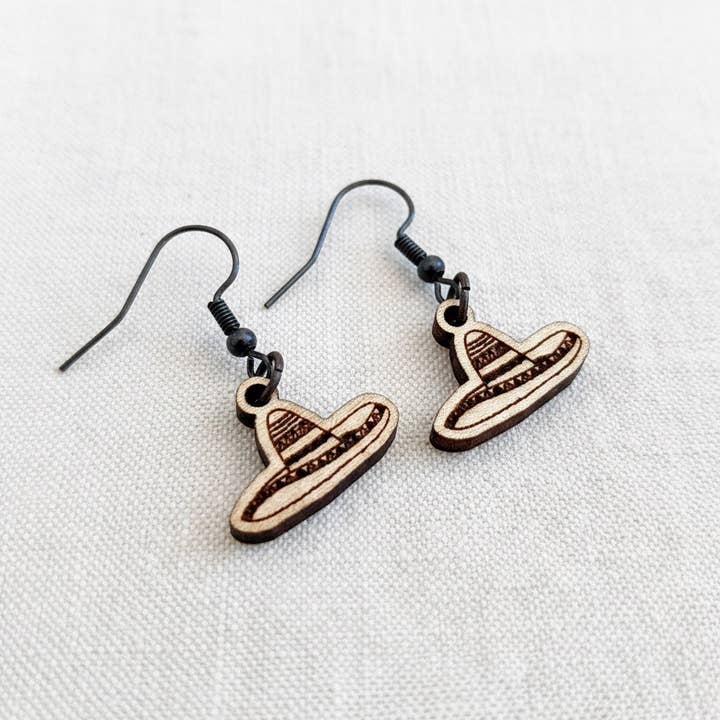 Sombrero Engraved Wood Earrings© by Aurora North Home™ for wholesale by Aurora North Home