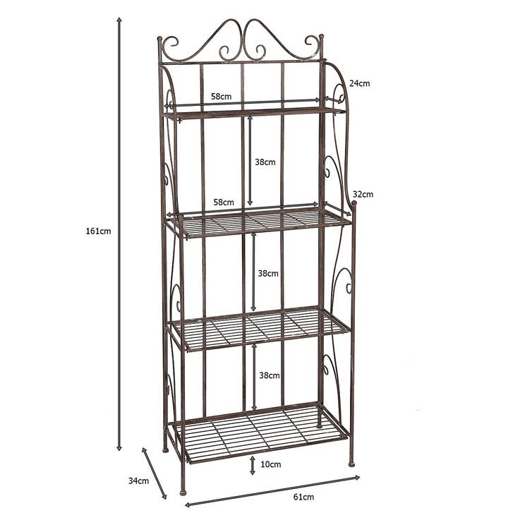 Ambiente Haus - Wholesale Free Standing Shelf - 4-Tier Shelf Antique Brown 162 cm
