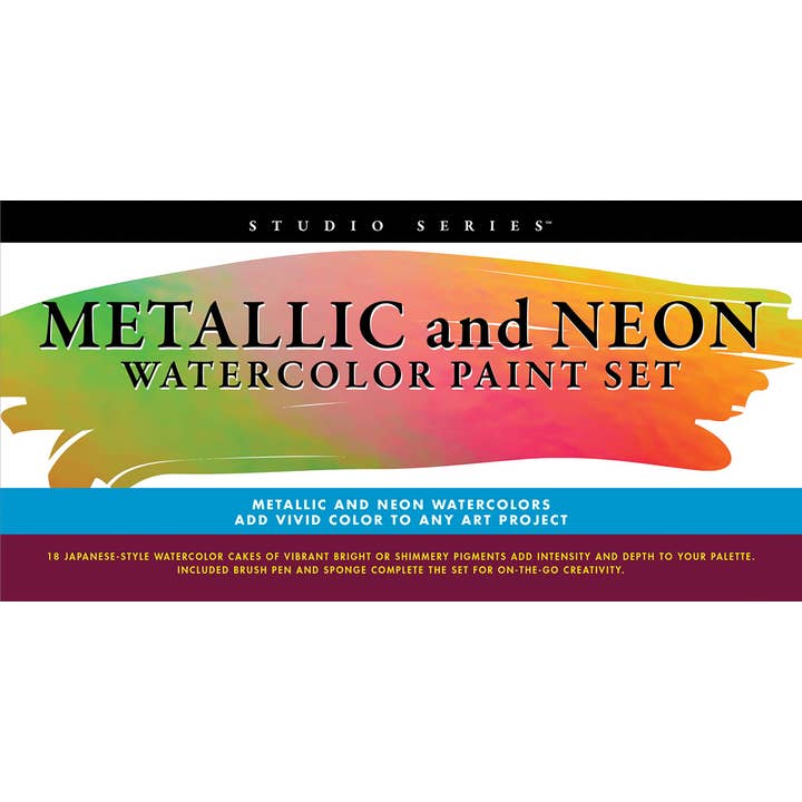 Peter Pauper Press - Wholesale Watercolor Paint - Studio Series Metallic & Neon Watercolor Paint Set