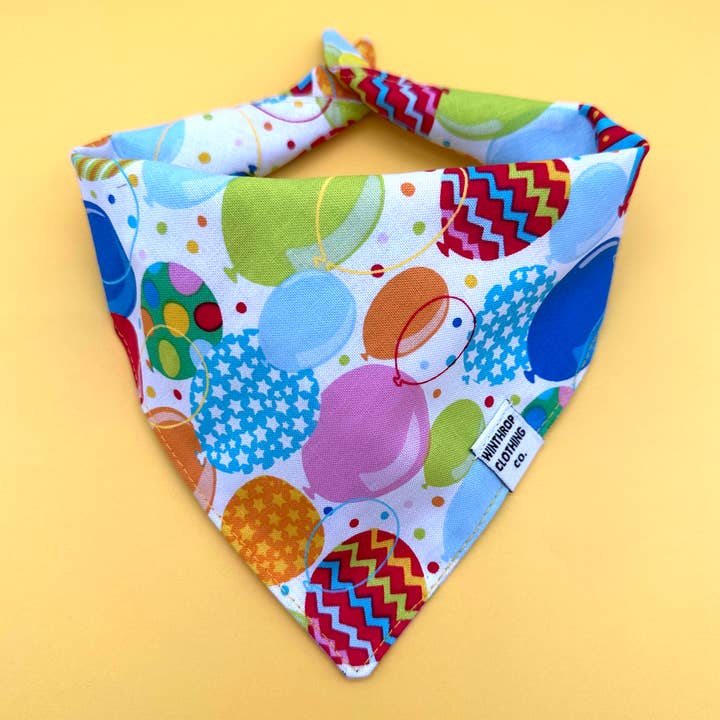 Birthday Balloons Dog Bandana for wholesale by Winthrop Clothing Co.