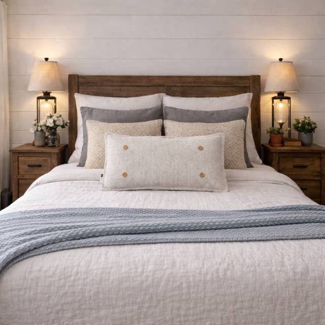 PillowPanels - Wholesale Lumbar Pillow - PILLOW ONLY (with insert) Gray/White Stripes TICKING PILLOW4