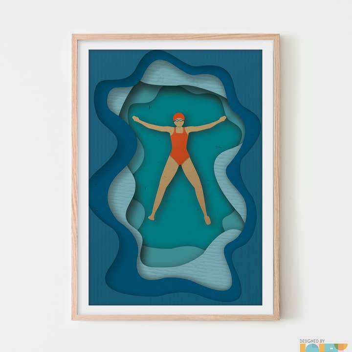 Wild Swim Floating | Art Prints for wholesale by Designed by Islay