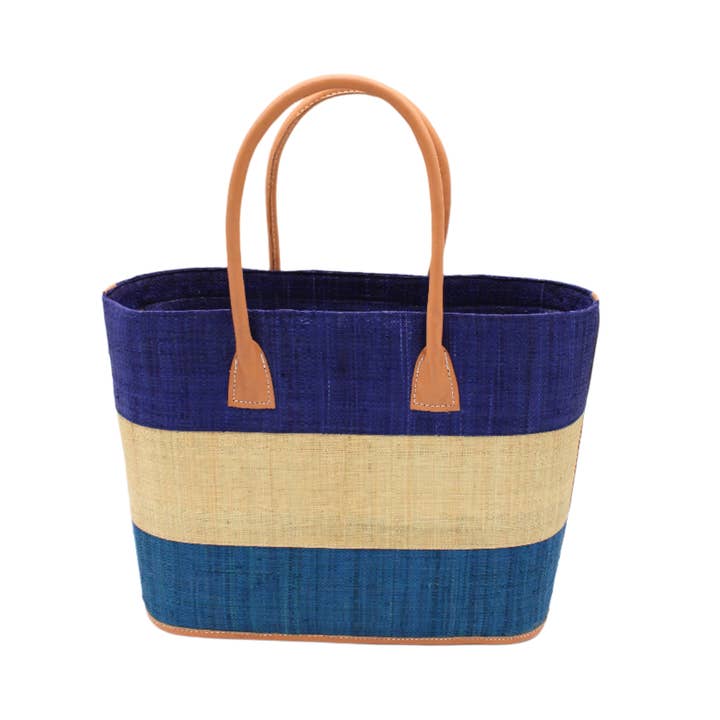 Shebobo - Wholesale Beach Bag - Santorini Color Block Straw Tote Handbag