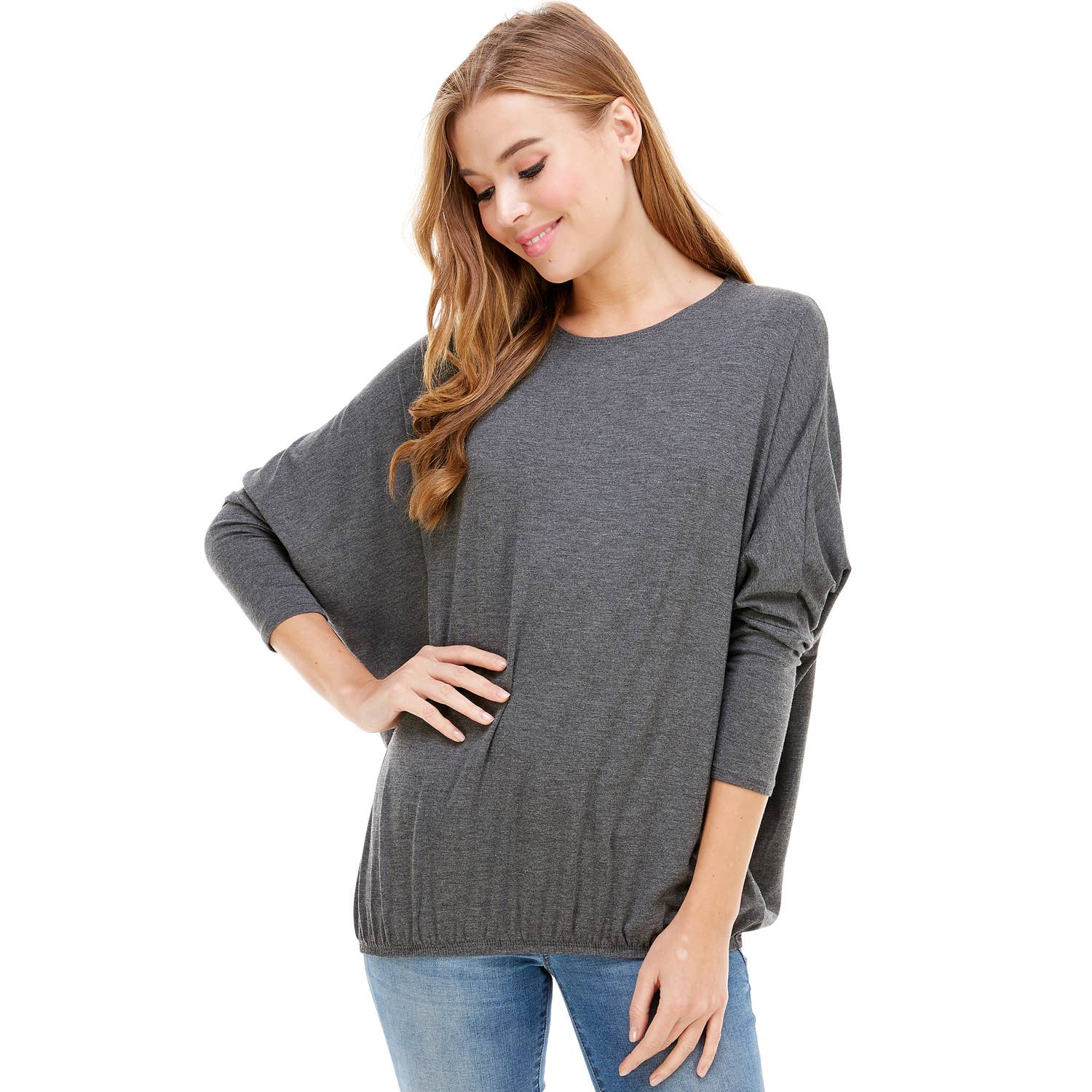 Azules Clothing - Wholesale Tunic - Women's - ATP-2309RS-DOLMAN Sleeve Elastic Bottom Hem Tunic16