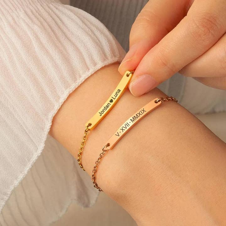Anavia - Wholesale Charm/Dangle Bracelet - Custom Bar Name Bracelet - Mother's Day Jewelry Gift for Mom