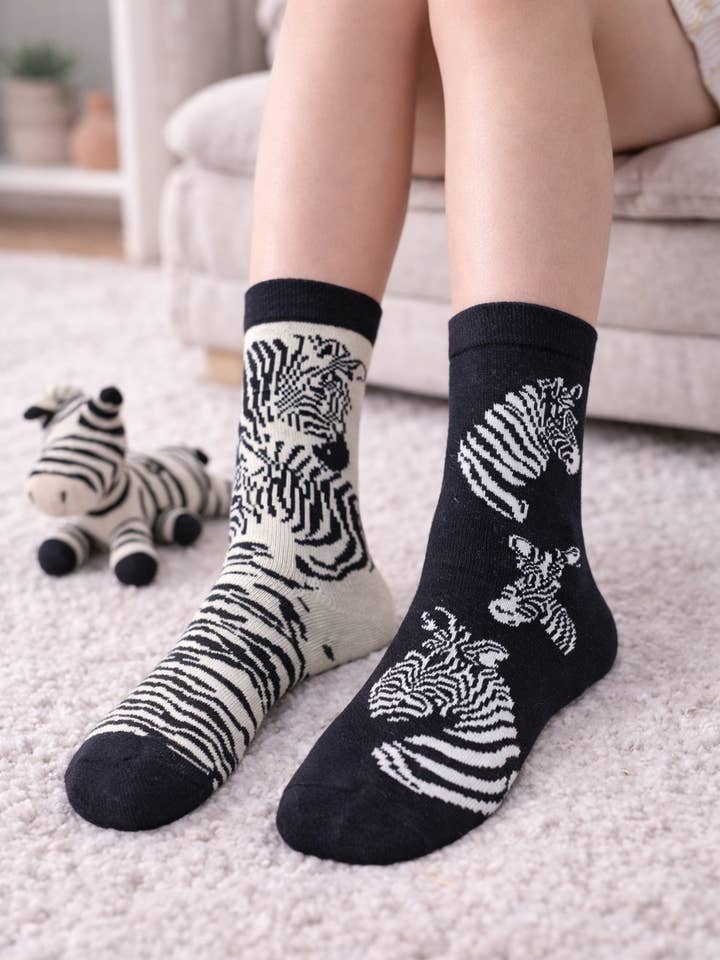 Zebra Fun Kids Crew Socks for wholesale by Marc JoJo